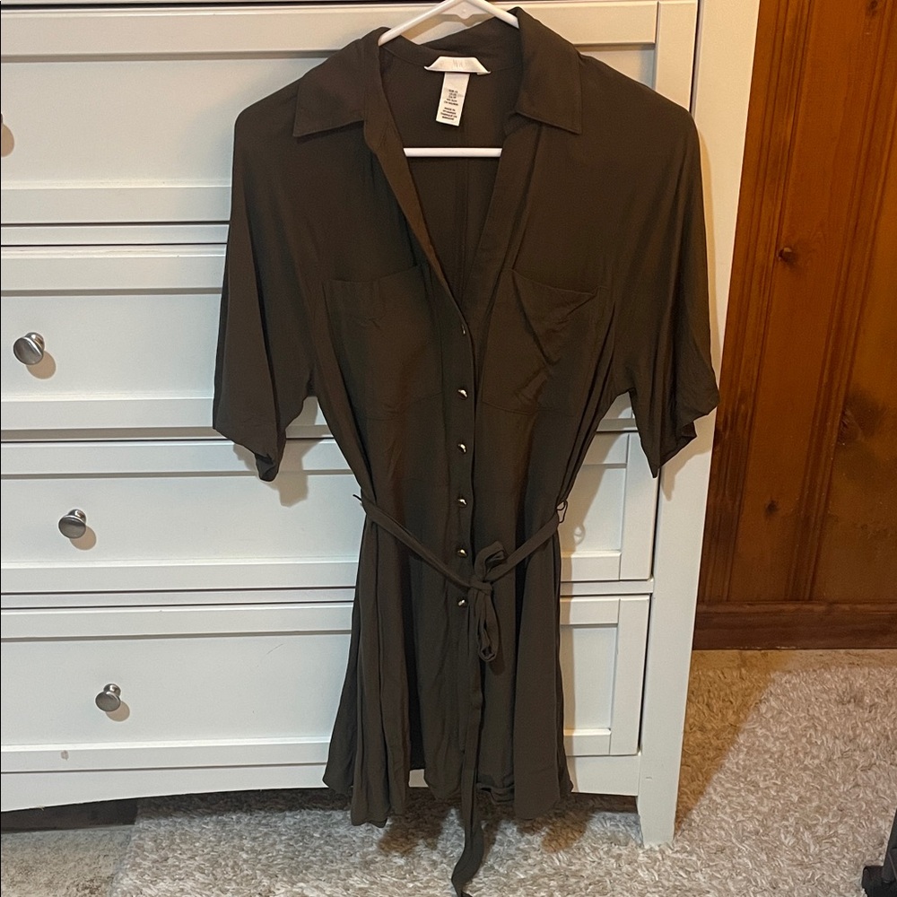 H&M Brown Button-Up Dress